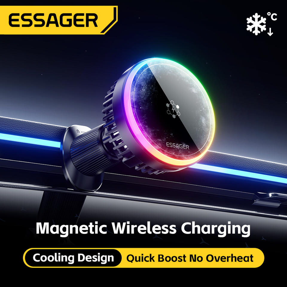 15W Magnetic Auto-Clamping Fast Wireless Car Charger Mount