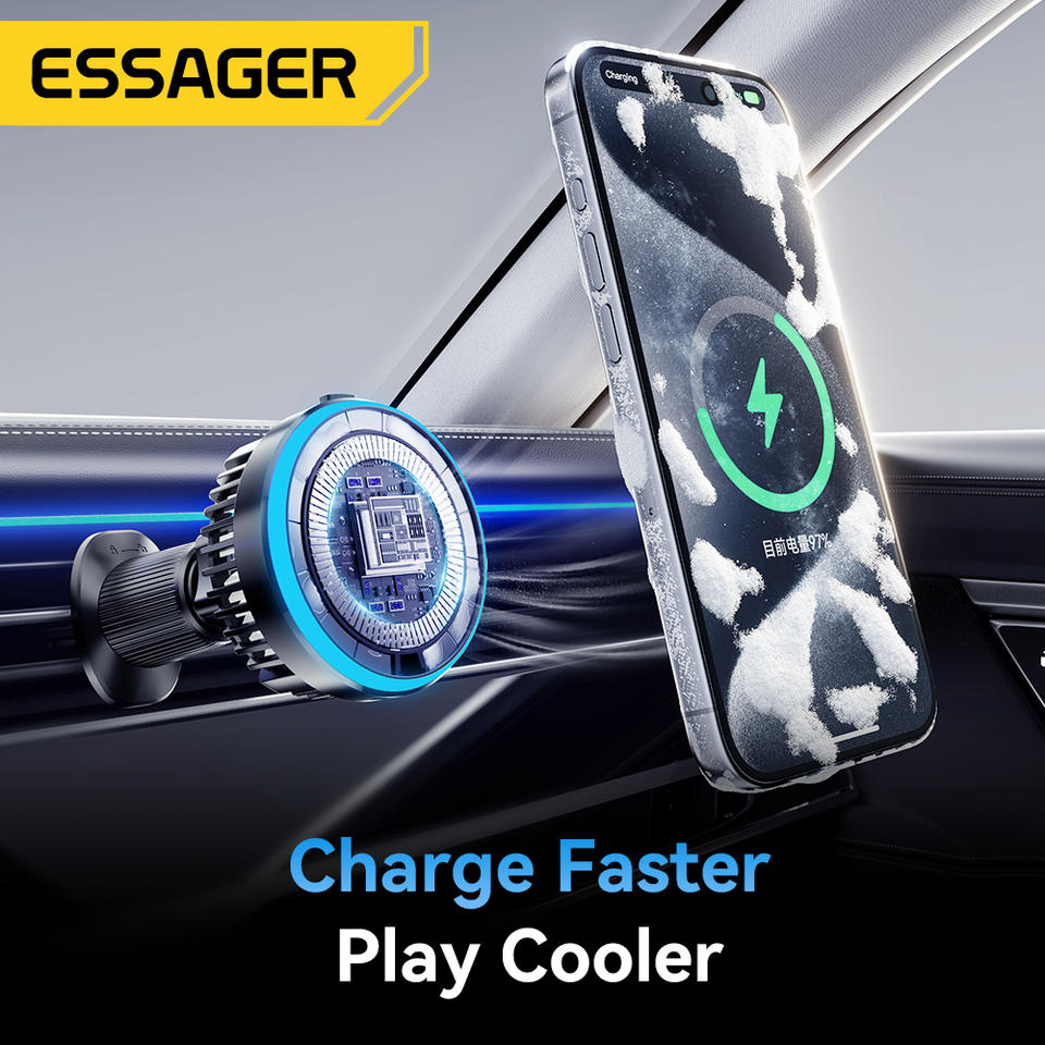 15W Magnetic Auto-Clamping Fast Wireless Car Charger Mount