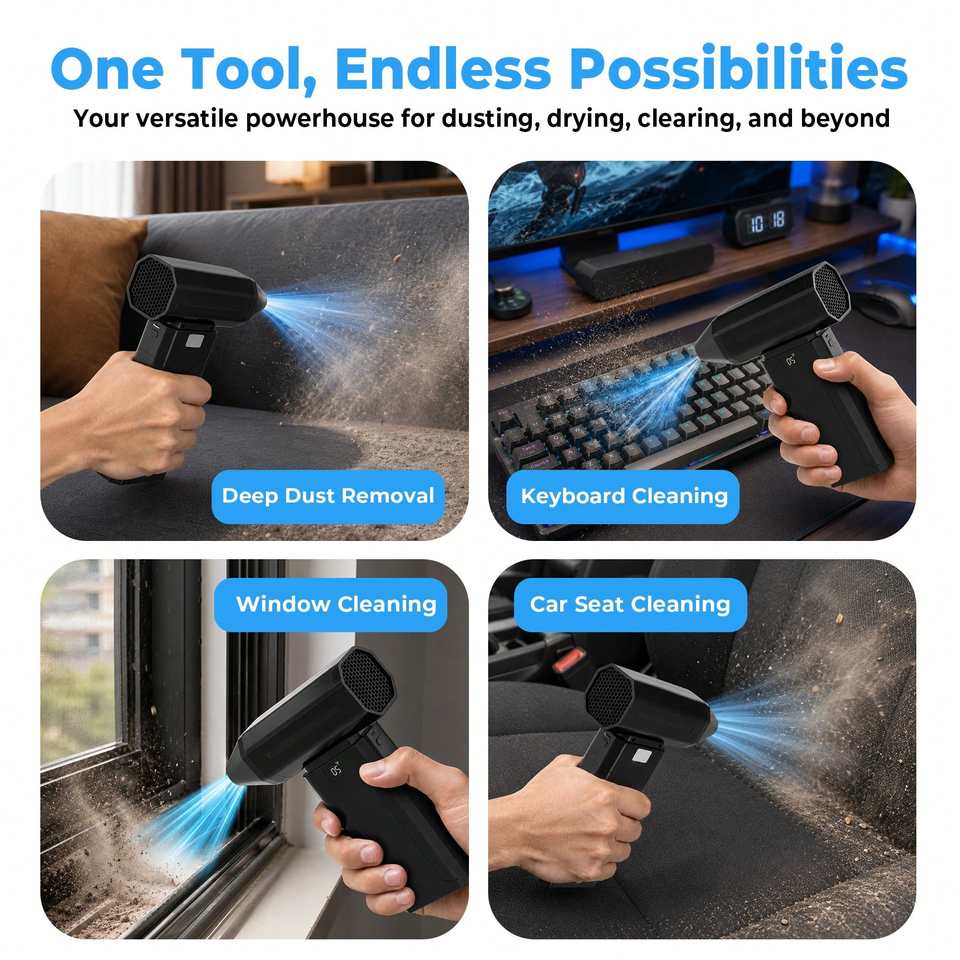 Cordless Handheld Compressed Air Duster & Mini Vacuum