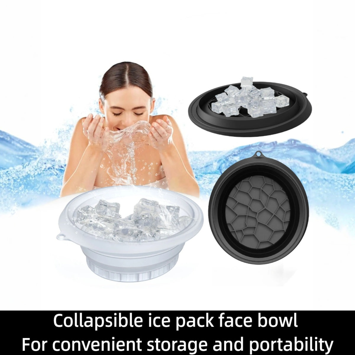Silicone Foldable Facial Ice Bath Bowl & Cryo Roller