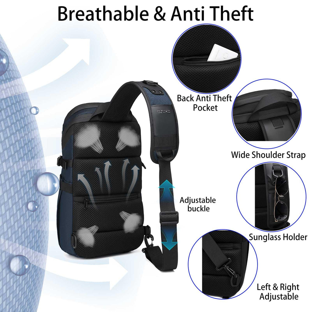 Anti-Theft Waterproof Crossbody Sling Bag with USB Port