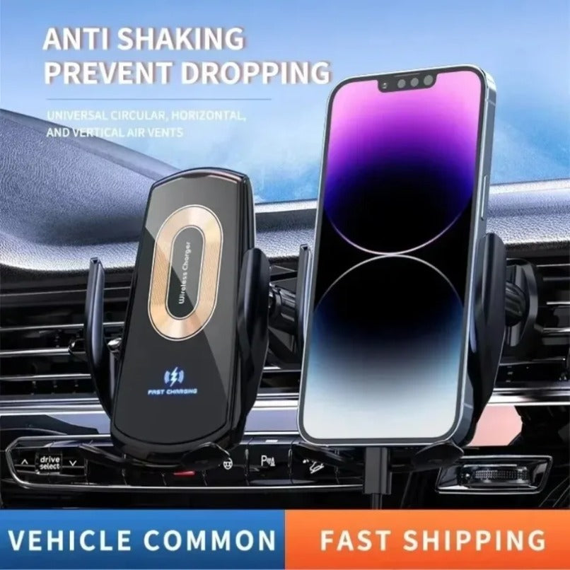 15W Magnetic Auto-Clamping Fast Wireless Car Charger Mount