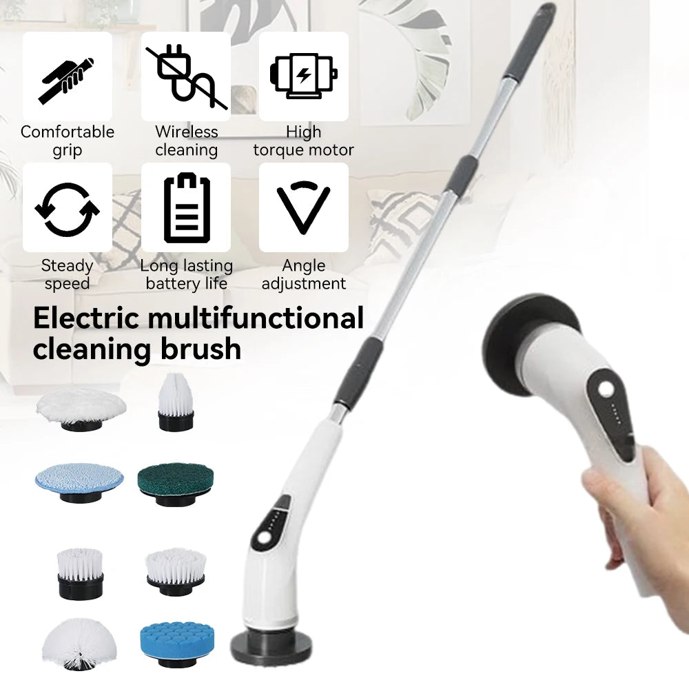 Cordless Electric Spin Scrubber with Replaceable Brush Heads