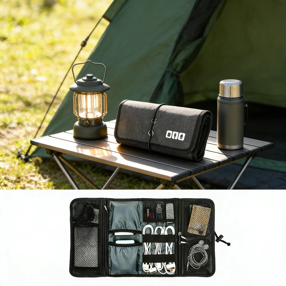 Multi-Layer Travel Cable & Tech Accessories Organizer Case
