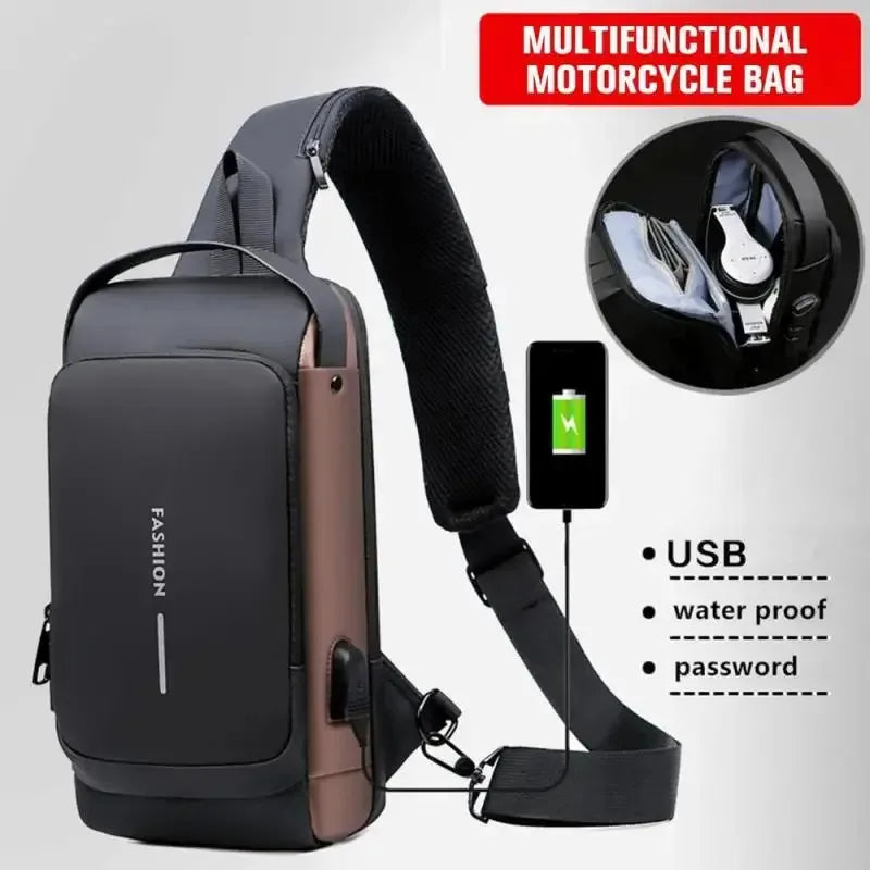 Anti-Theft Waterproof Crossbody Sling Bag with USB Port