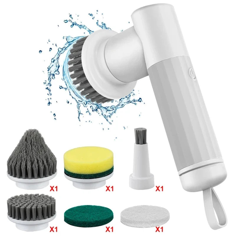 Cordless Electric Spin Scrubber with Extension Arm & 8 Brush Heads