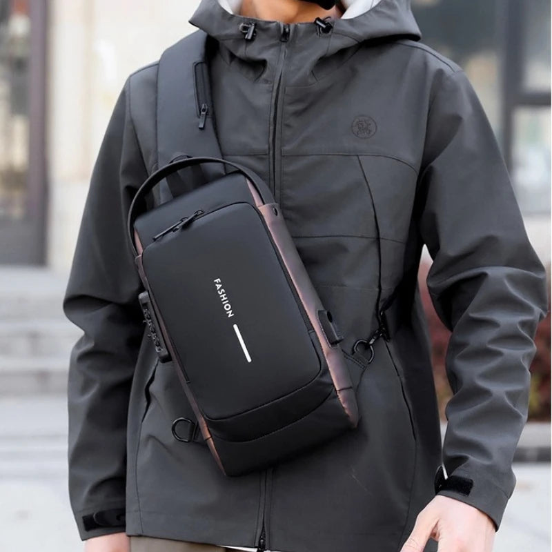 Anti-Theft Waterproof Crossbody Sling Bag with USB Port