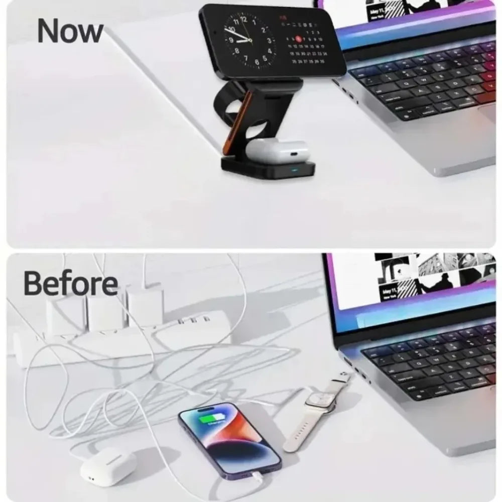 Multi-Angle Foldable Magnetic Wireless Charging Station 3-in-1