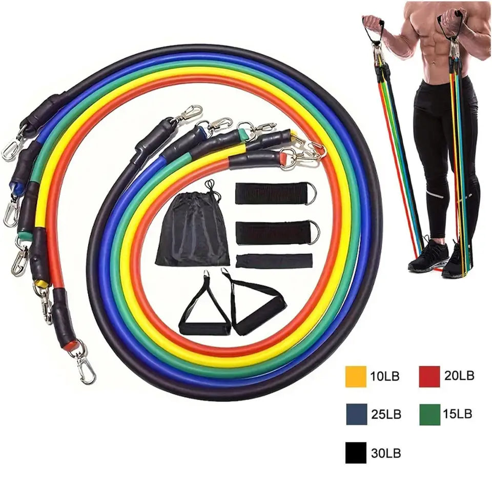 11-Piece Resistance Band Set with Door Anchor and Handles