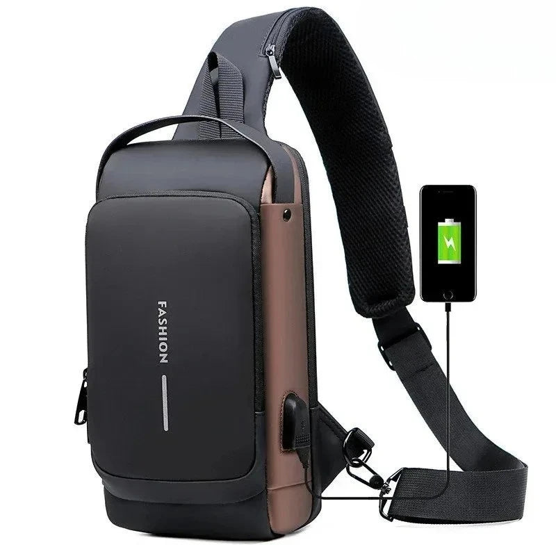 Anti-Theft Waterproof Crossbody Sling Bag with USB Port
