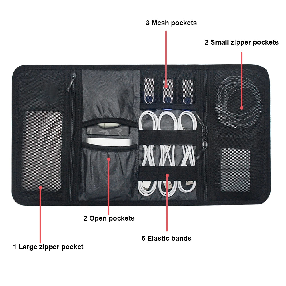 Multi-Layer Travel Cable & Tech Accessories Organizer Case