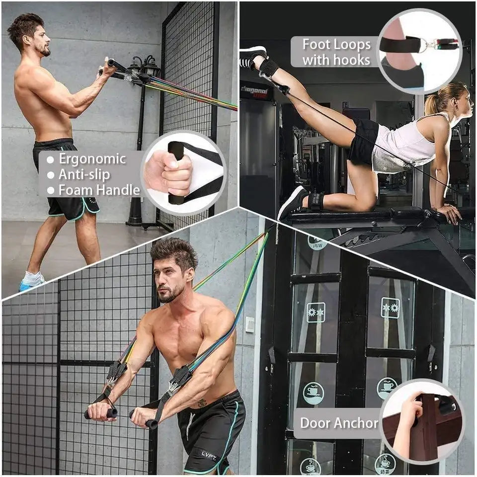 11-Piece Resistance Band Set with Door Anchor and Handles