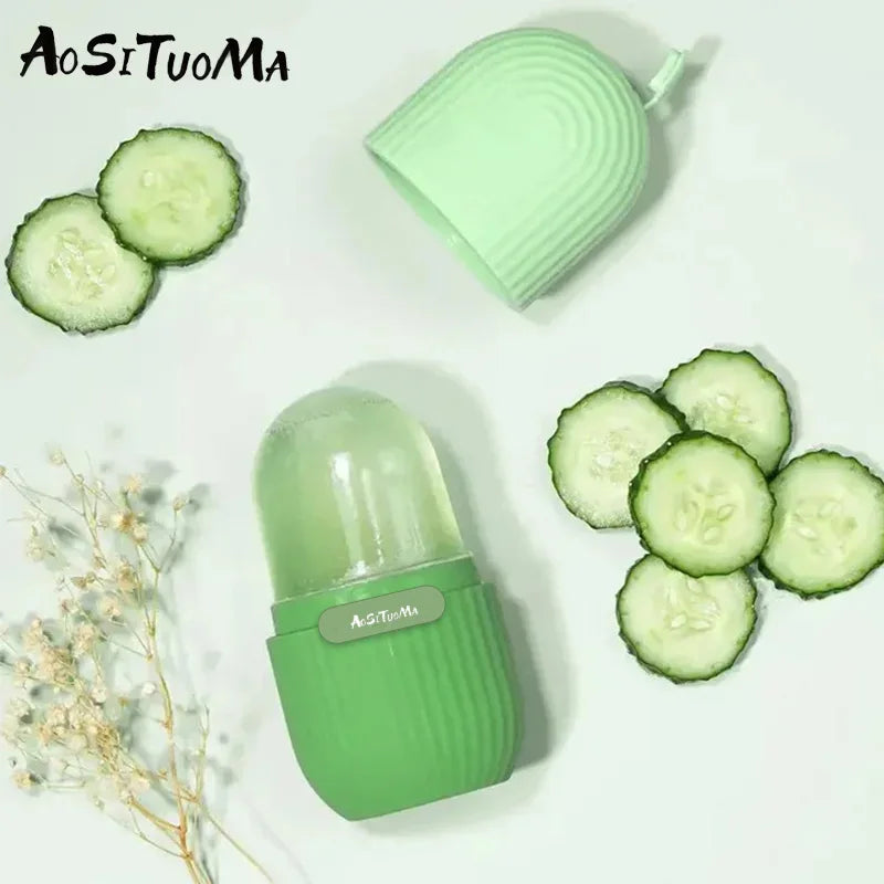 Reusable Silicone Facial Ice Roller Cube for Skin De-puffing & Massage