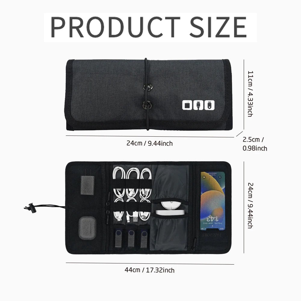 Multi-Layer Travel Cable & Tech Accessories Organizer Case