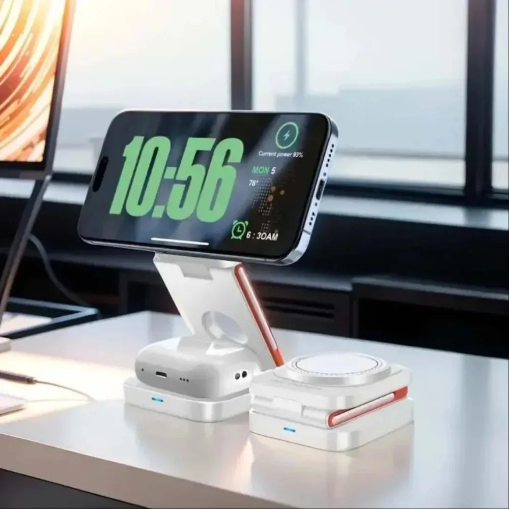 Multi-Angle Foldable Magnetic Wireless Charging Station 3-in-1
