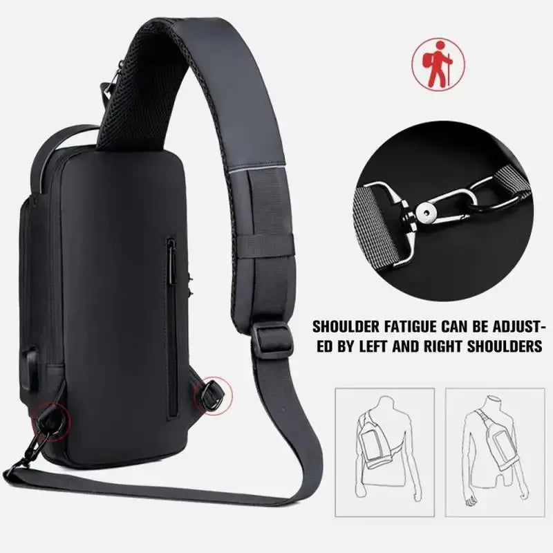 Anti-Theft Waterproof Crossbody Sling Bag with USB Port