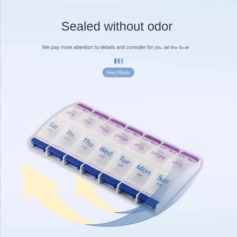 Portable Weekly Travel Pill Box Organizer with Moisture-Proof Sealed Compartments