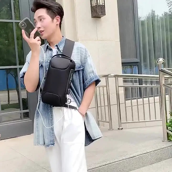 Anti-Theft Waterproof Crossbody Sling Bag with USB Port
