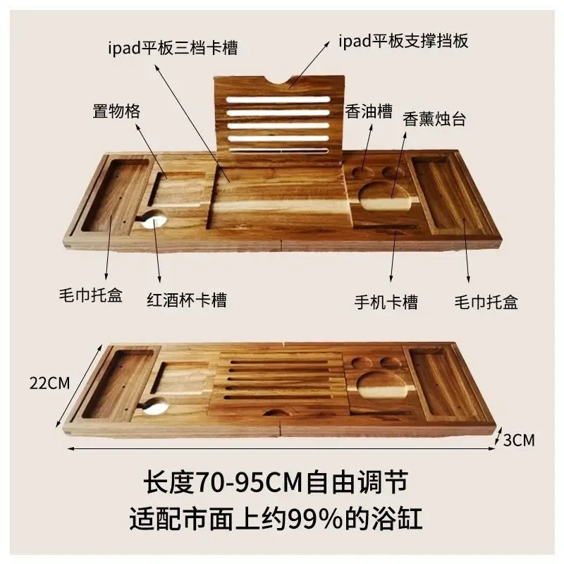 Expandable Bamboo Bathtub Tray Caddy