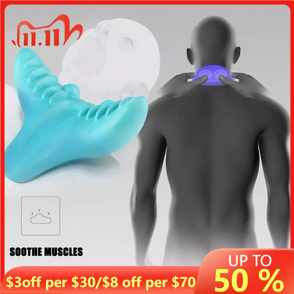 Ergonomic Cervical Neck Stretcher & Traction Pillow Device for Pain Relief