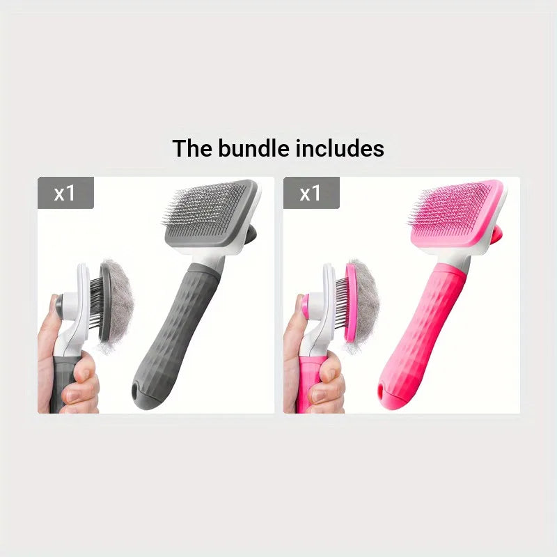 Self-Cleaning Pet Slicker Brush (One-Click Release)