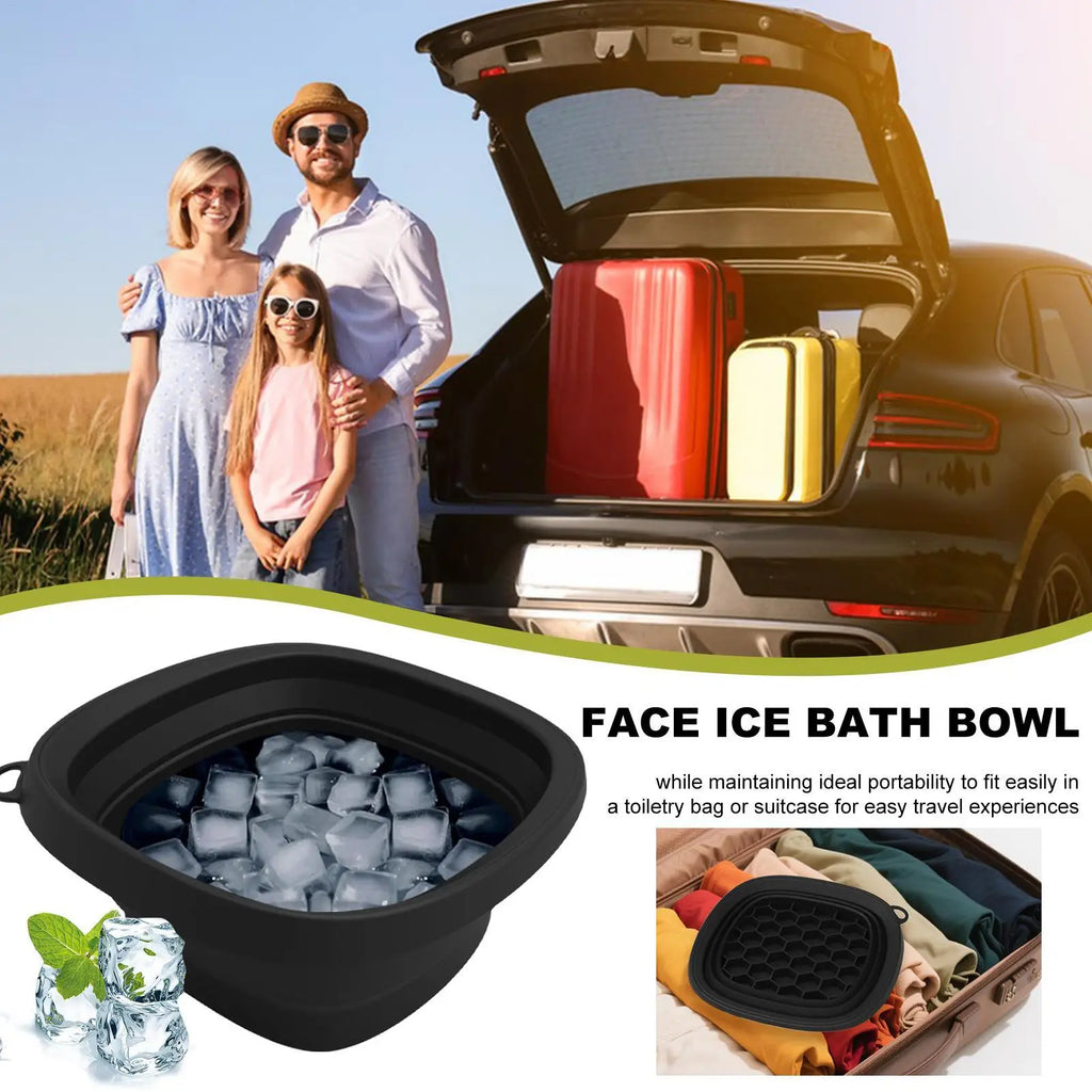 Silicone Foldable Facial Ice Bath Bowl & Cryo Roller Set