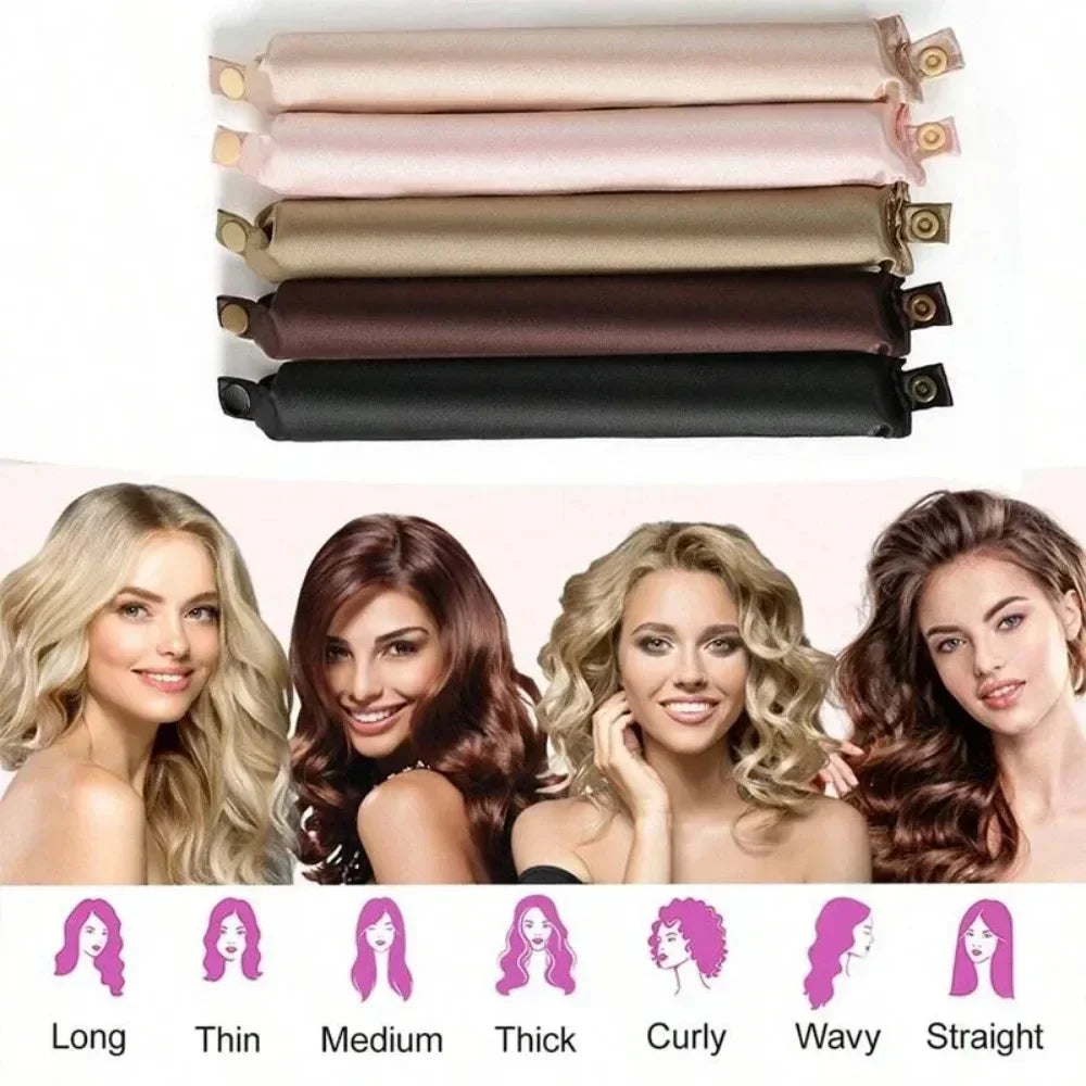 Heatless Silk Satin Ribbon Hair Curler Set