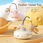 Interactive LED Laser Pointer & Feather Teaser Cat Toy