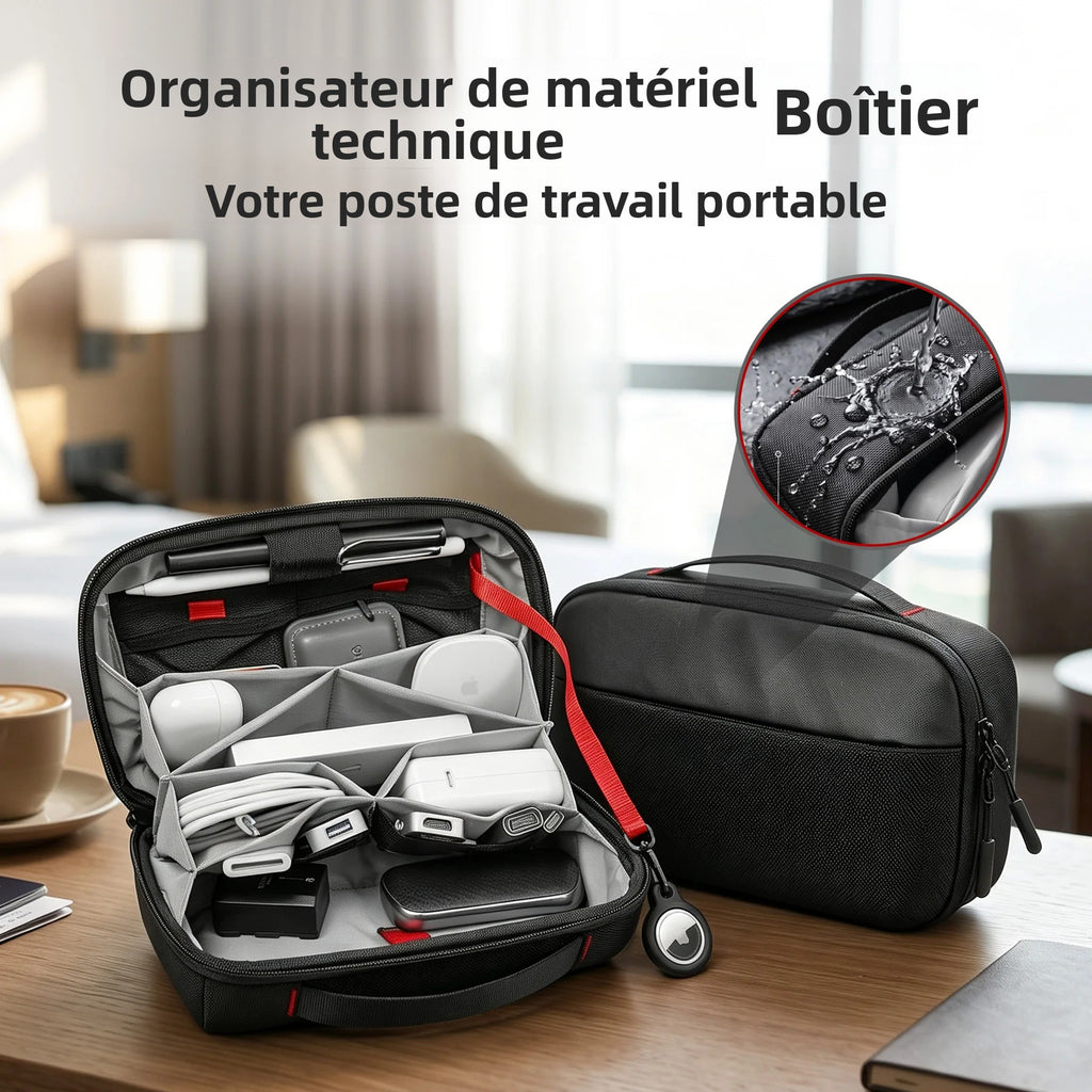 Multi-Compartment Water-Resistant Travel Tech Organizer Pouch